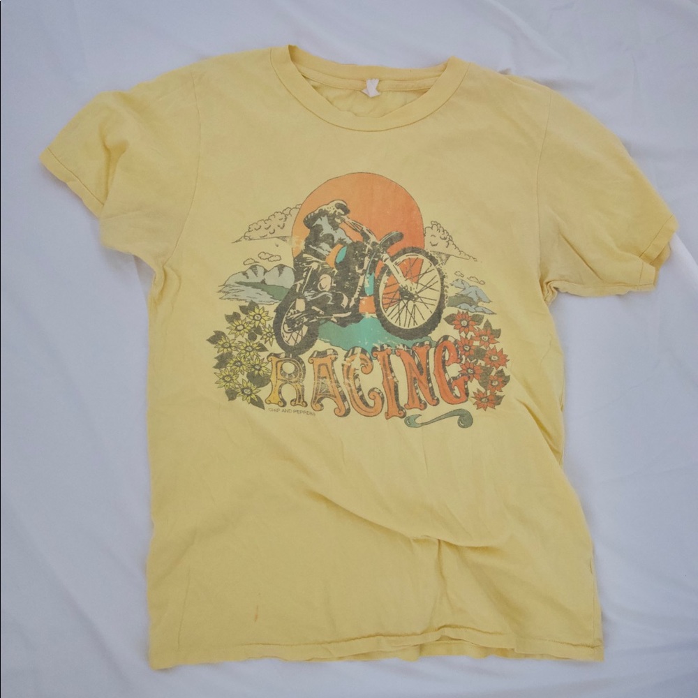 yellow graphic tee
